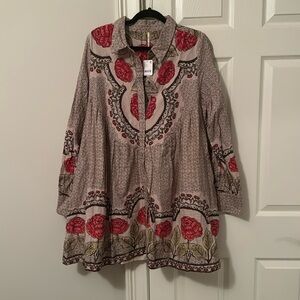 NEW W/tags FREE PEOPLE Smell The Roses Mini Dress NEW Size L Tea Combo